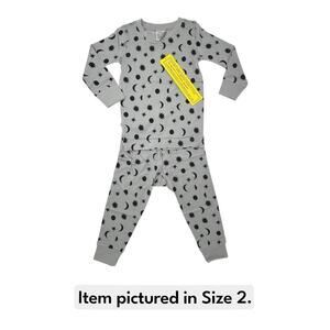 Hanna Andersson NWT HannaSoft Long Johns Stars & Moon Tonal on Grey. Size 2. PJs